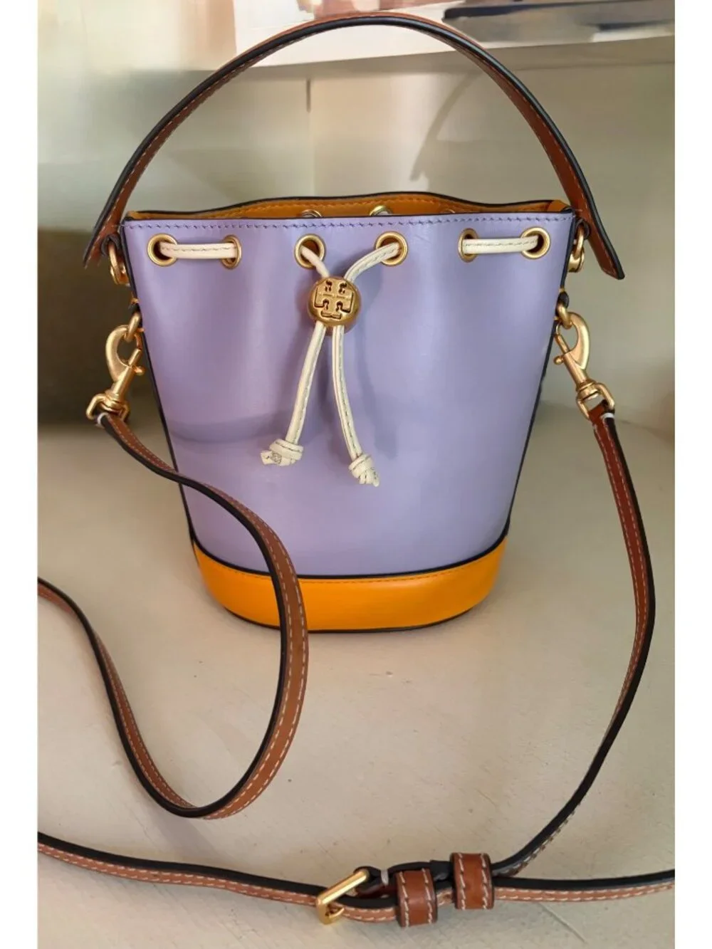 Tory Burch Colorblock Bucket Bag Multicolor Summer Crossbody Tote - Picture 14 of 15